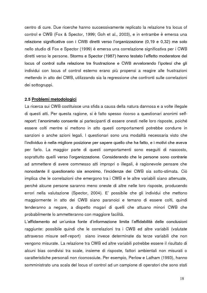 Anteprima della tesi: Comportamenti controproduttivi nei luoghi di lavoro: ruolo dell'ansia e dell'irritabilità. Contributo empirico., Pagina 15