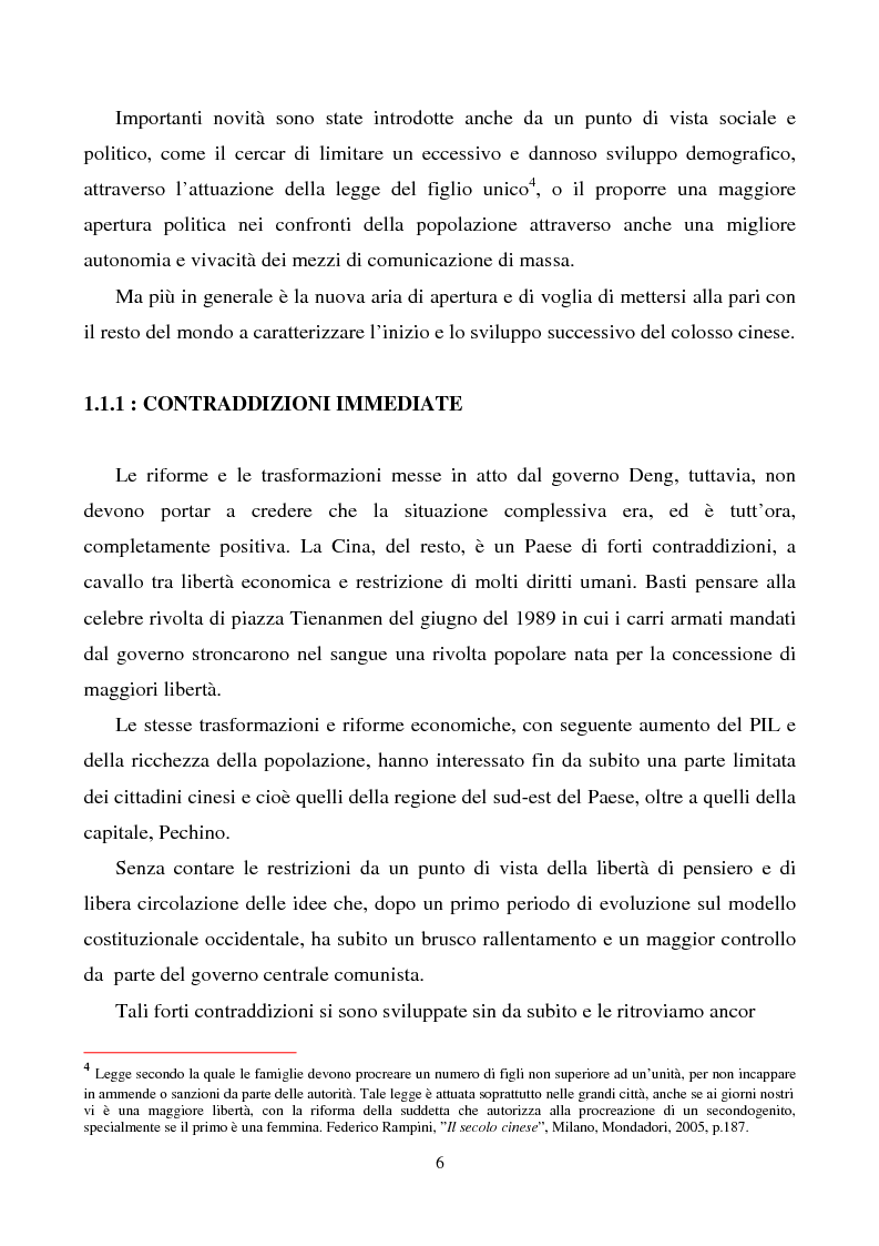 Anteprima della tesi: La Cina: sviluppo economico globale e regime politico non democratico, Pagina 5
