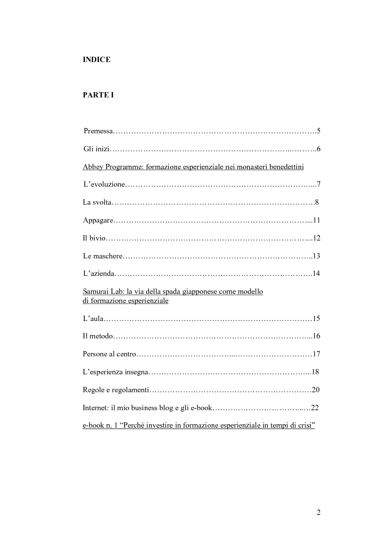 Indice della tesi: Brain Whispering: il mio counseling in azienda. Dalla ''formazione al ruolo'' alla ''formazione alla persona''., Pagina 1
