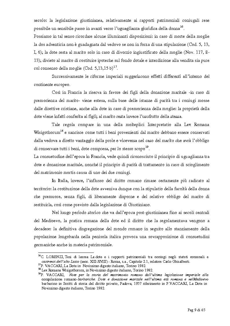 Estratto dalla tesi: La condizione patrimoniale della donna tra Otto e Novecento, con particolare riferimento all'istituto della dote