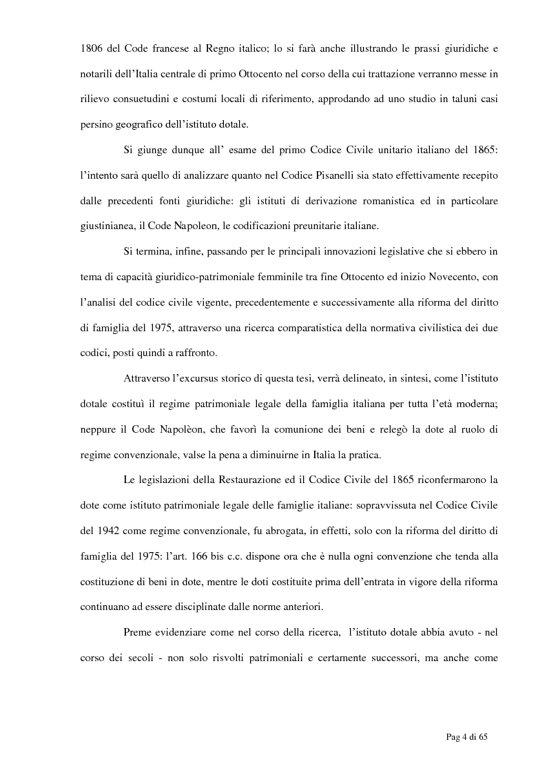 Anteprima della tesi: La condizione patrimoniale della donna tra Otto e Novecento, con particolare riferimento all'istituto della dote, Pagina 3