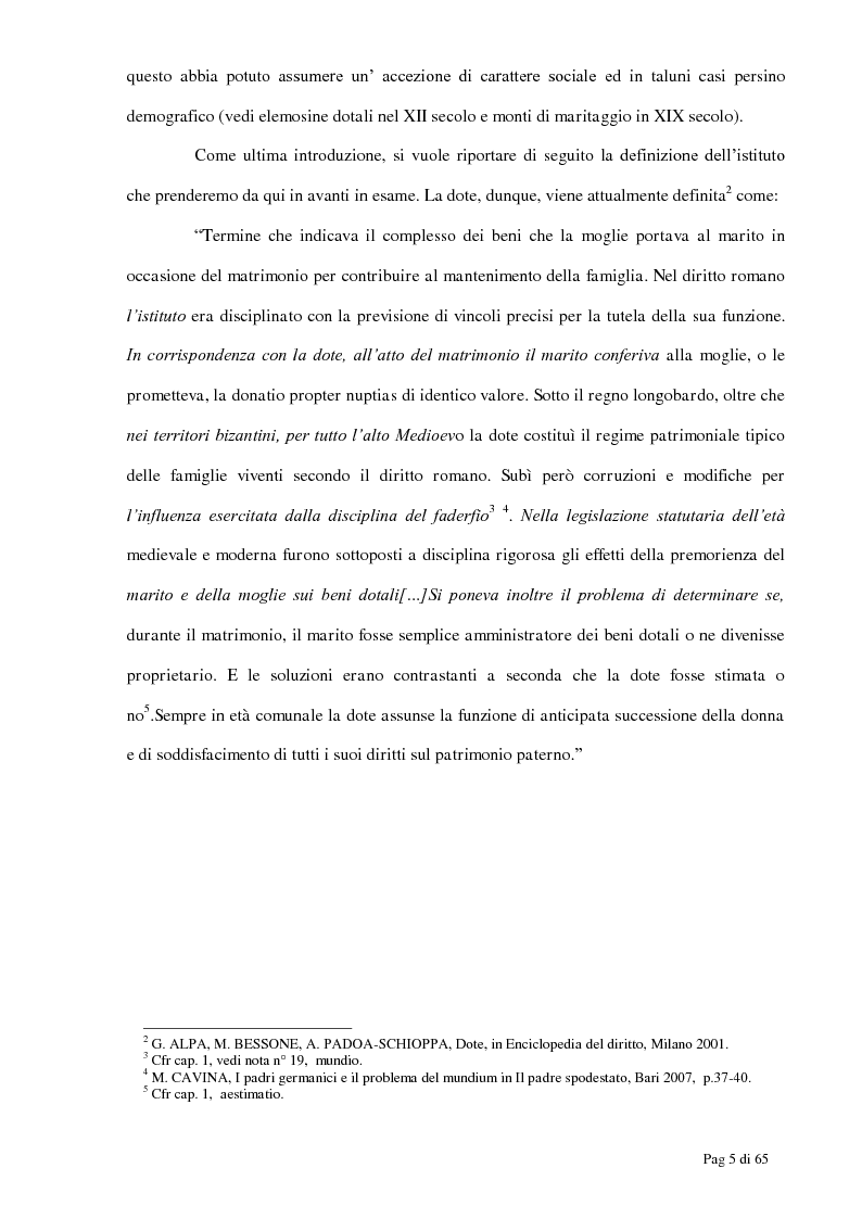 Anteprima della tesi: La condizione patrimoniale della donna tra Otto e Novecento, con particolare riferimento all'istituto della dote, Pagina 4
