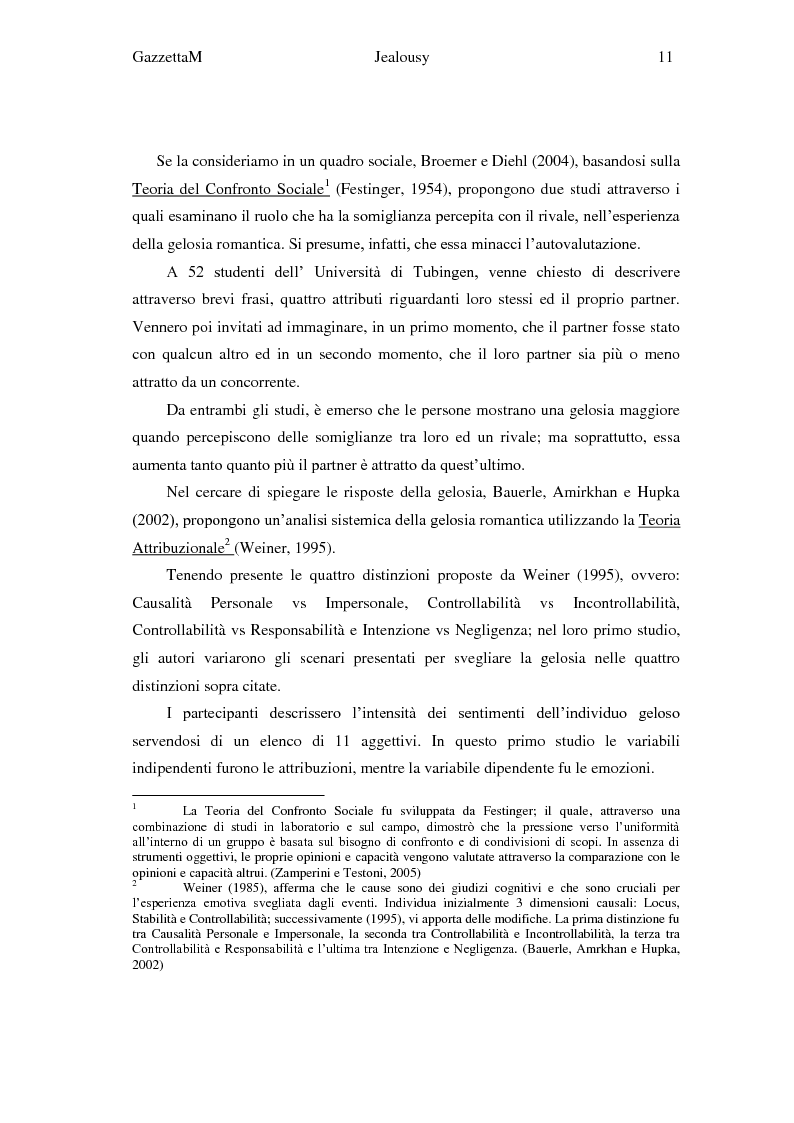 Anteprima della tesi: Gelosia: sinonimo di amore e giustificazione della violenza? Ricerca empirica con adulti, Pagina 10