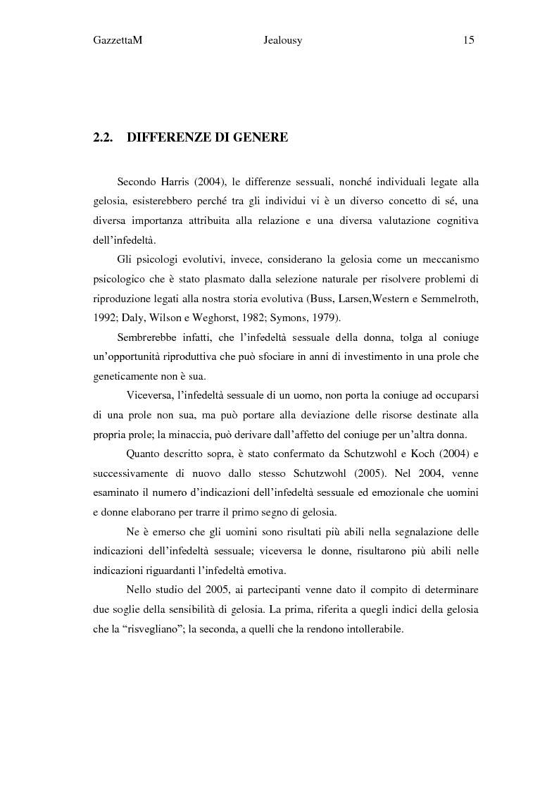 Anteprima della tesi: Gelosia: sinonimo di amore e giustificazione della violenza? Ricerca empirica con adulti, Pagina 14