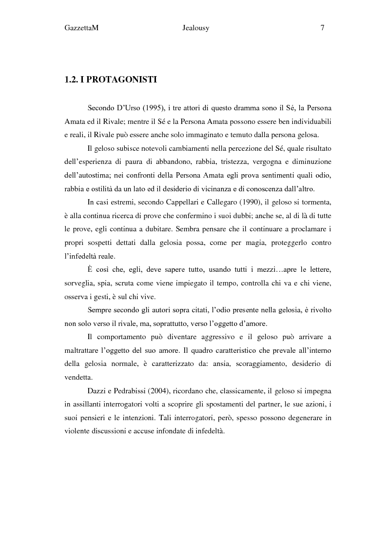 Anteprima della tesi: Gelosia: sinonimo di amore e giustificazione della violenza? Ricerca empirica con adulti, Pagina 6