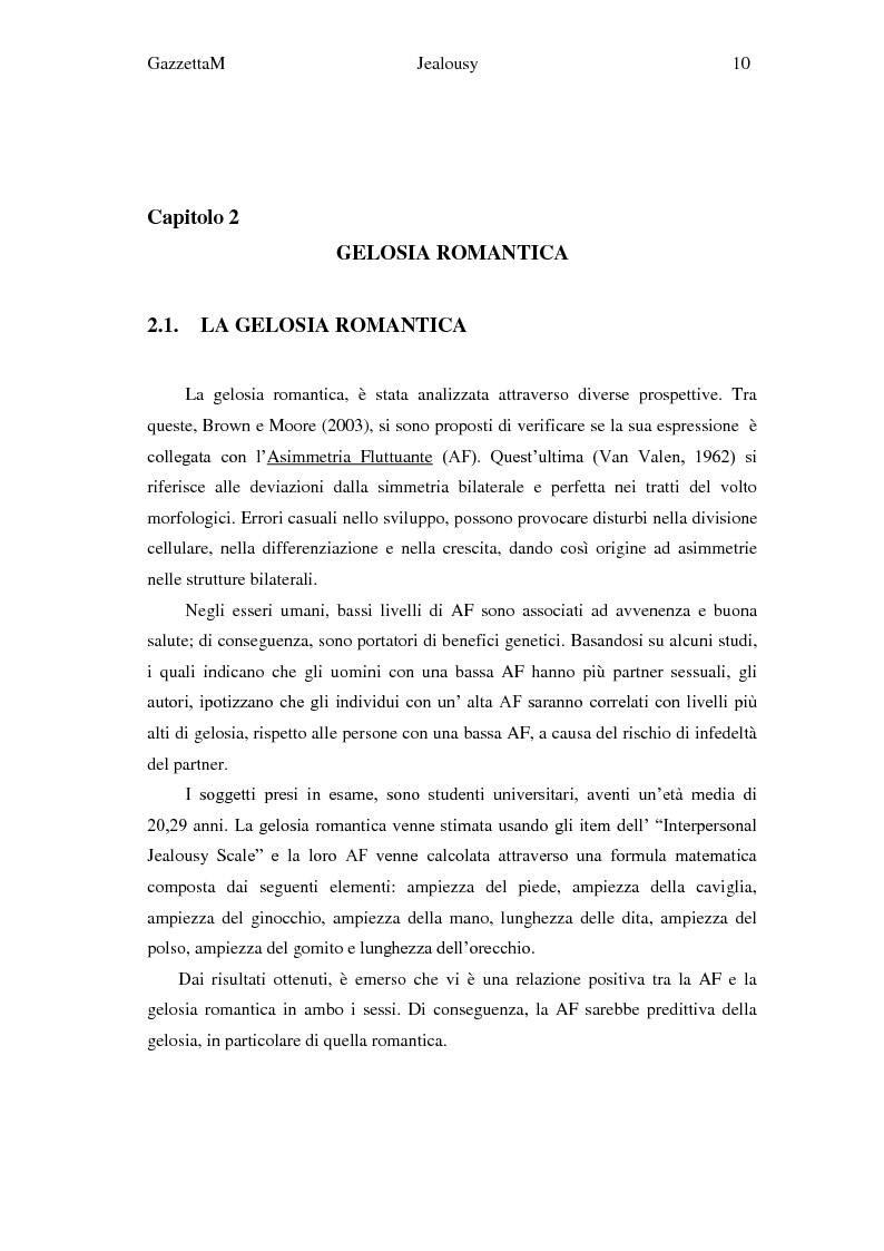 Anteprima della tesi: Gelosia: sinonimo di amore e giustificazione della violenza? Ricerca empirica con adulti, Pagina 9
