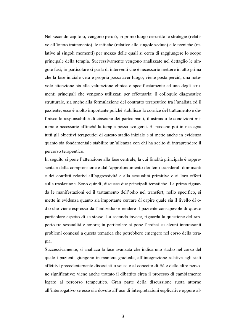 Anteprima della tesi: La psicoterapia focalizzata sul transfert. La tecnica psicoanalitica e i pazienti borderline., Pagina 4