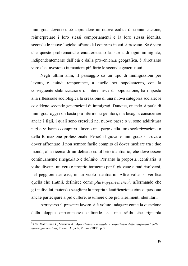 Anteprima della tesi: La doppia appartenenza culturale negli immigrati di prima e seconda generazione, Pagina 3