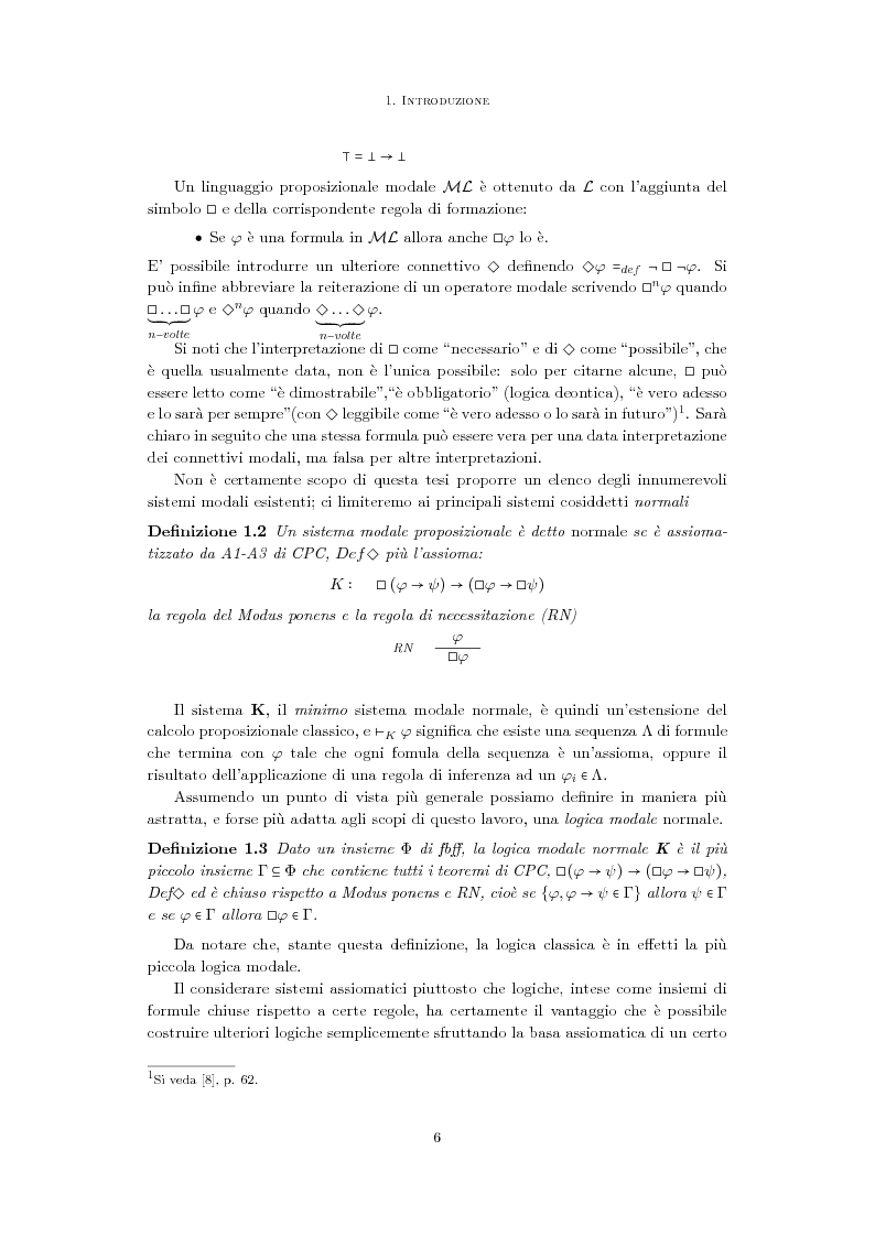 Anteprima della tesi: Aspetti semantici della logica proposizionale modale, Pagina 3