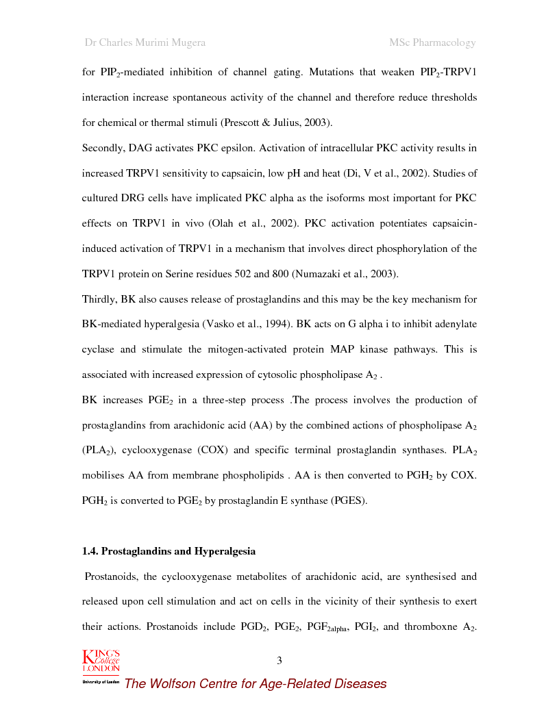 Anteprima della tesi: The influence of Prostaglandin E2 on bradykinin induced depolarization, generation and conduction of action potentials in the isolated vagus nerve, Pagina 4