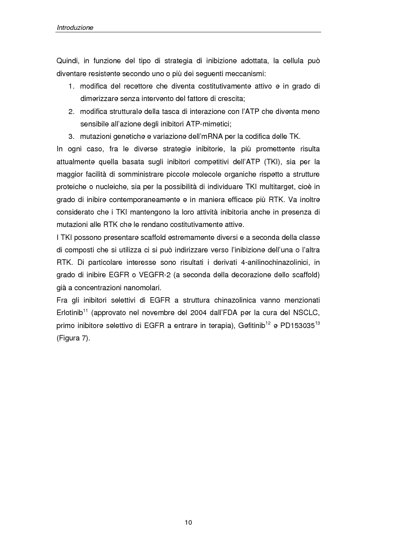 Anteprima della tesi: Inibitori di tirosinchinasi a struttura chinazolinica: sintesi di derivati 4-amminoarilici, Pagina 9