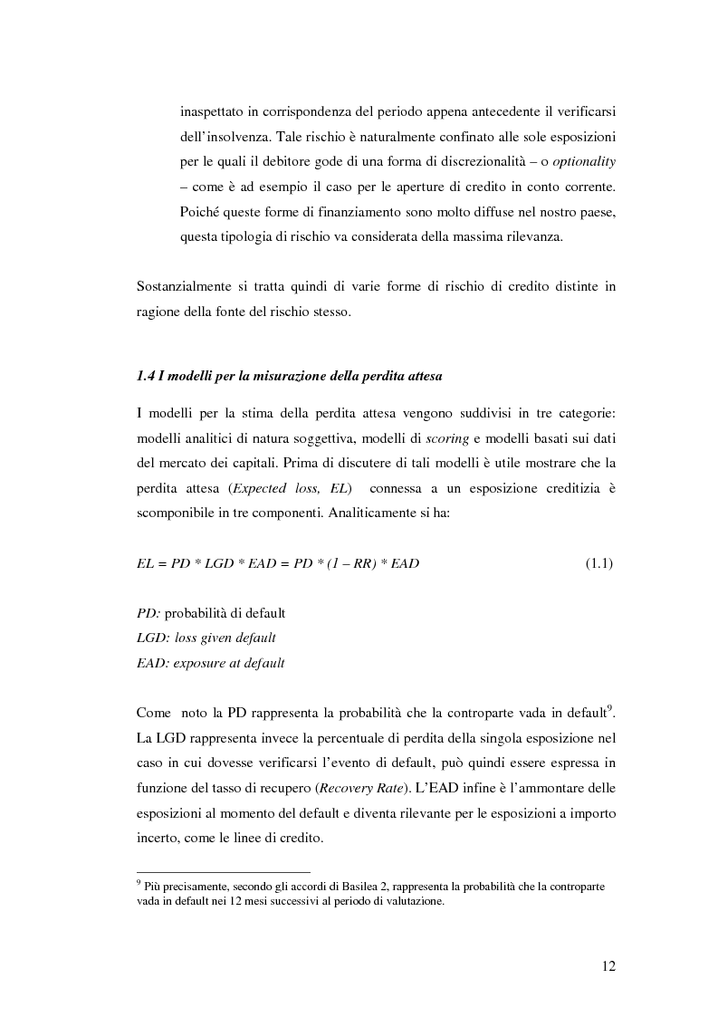 Anteprima della tesi: Le matrici di transizione nel modello Creditmetrics: limiti e possibili sviluppi, Pagina 10