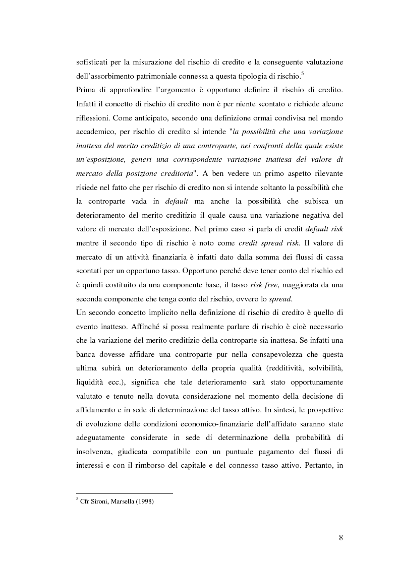 Anteprima della tesi: Le matrici di transizione nel modello Creditmetrics: limiti e possibili sviluppi, Pagina 6