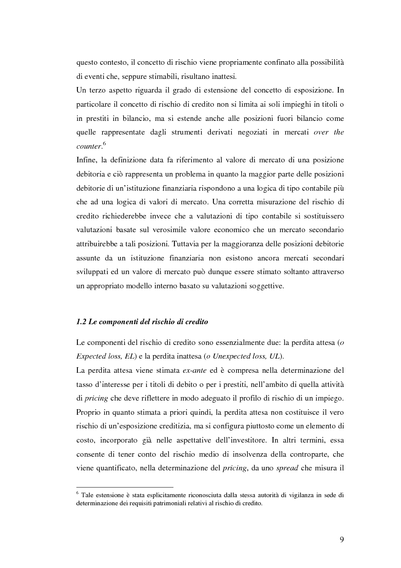 Anteprima della tesi: Le matrici di transizione nel modello Creditmetrics: limiti e possibili sviluppi, Pagina 7