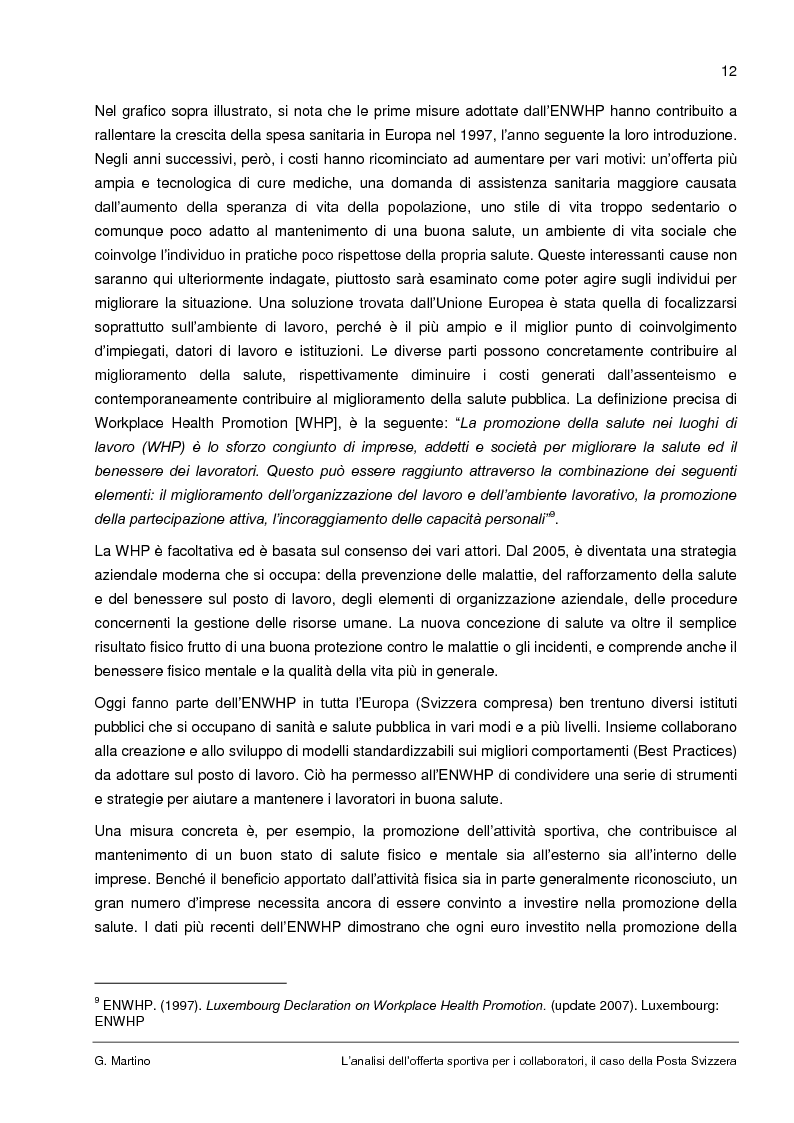 Anteprima della tesi: L'analisi dell'offerta sportiva per i collaboratori, il caso della Posta Svizzera, Pagina 8