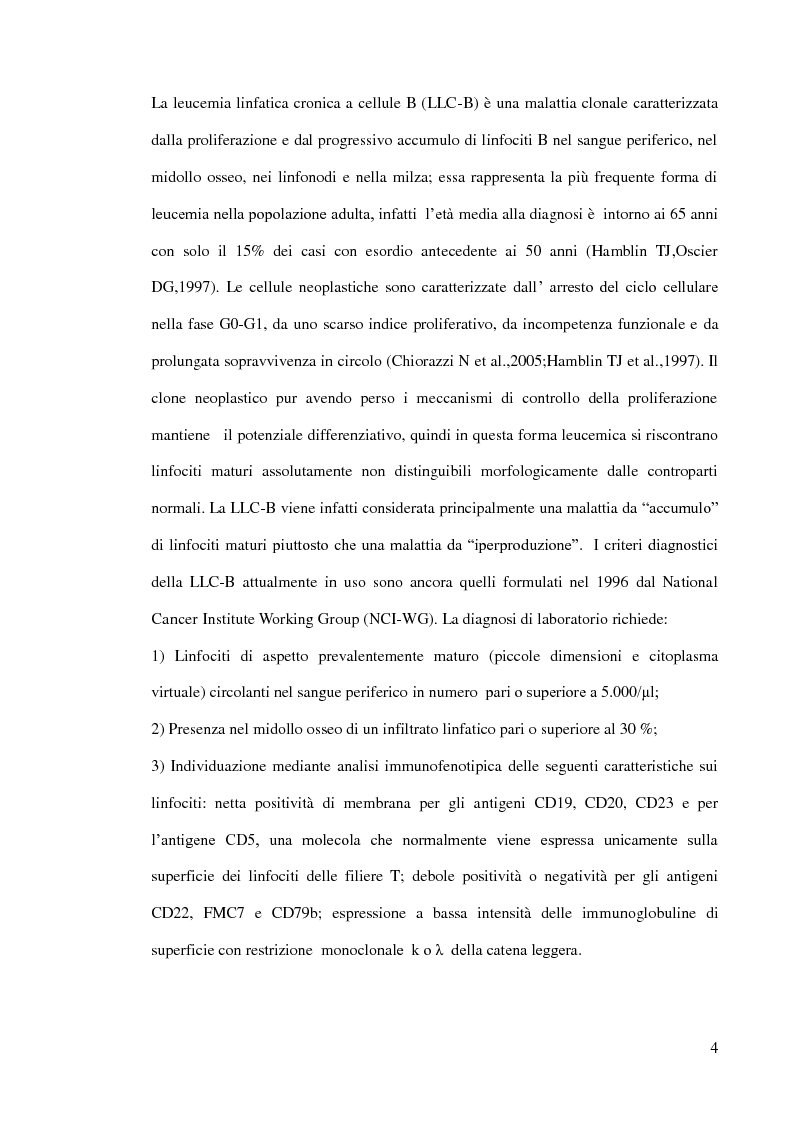 Anteprima della tesi: Analisi dell’espressione delle molecole CD3ε, Lck, ZAP-70 e LAT nella popolazione T residua della leucemia linfatica cronica a cellule B, Pagina 3