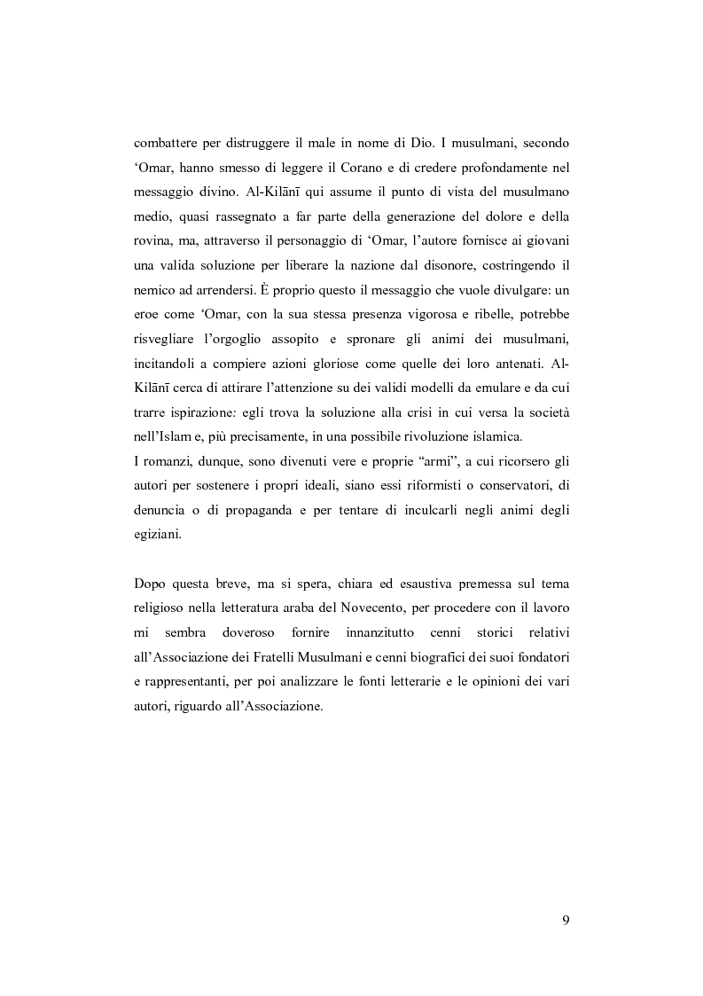 Anteprima della tesi: I Fratelli Musulmani nella letteratura araba del Novecento, Pagina 10
