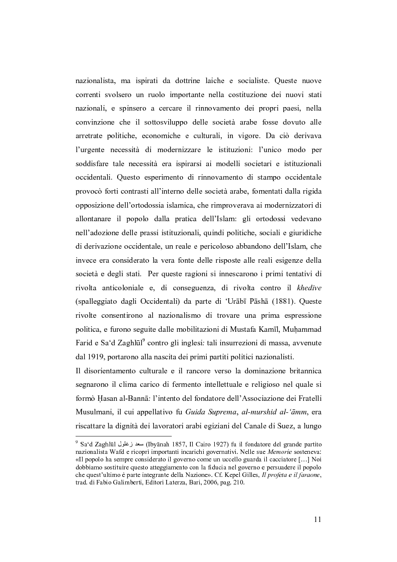Anteprima della tesi: I Fratelli Musulmani nella letteratura araba del Novecento, Pagina 12