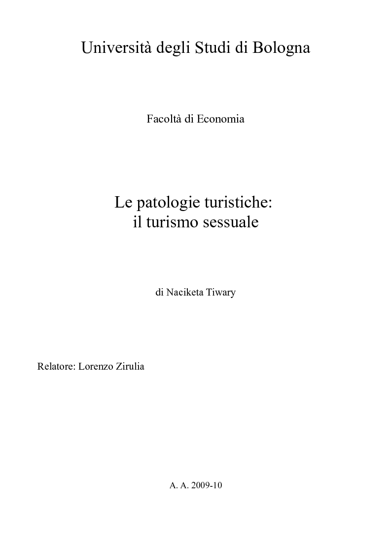 Anteprima della tesi: Le patologie turistiche: il turismo sessuale, Pagina 1