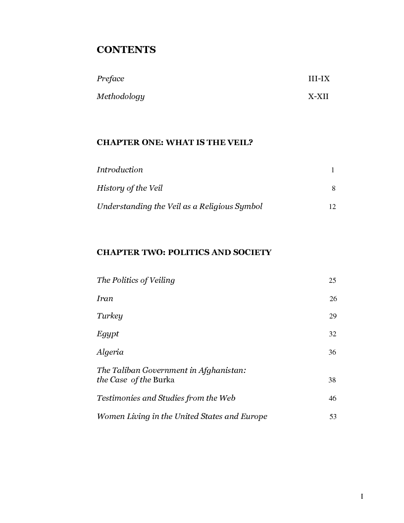 Indice della tesi: Dis-covering Muslim Women: A Survey of Recent Literature on Veiling, Pagina 1