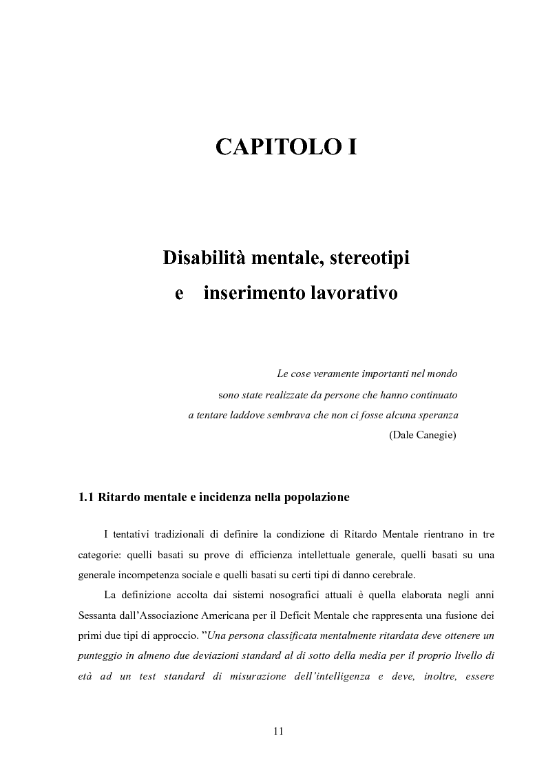 Anteprima della tesi: Contatto e riduzione del pregiudizio: il caso delle persone con disabilità mentale, Pagina 4