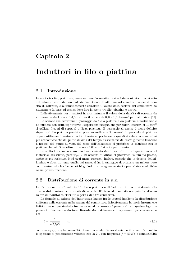 Estratto dalla tesi: Progettazione di reattanze in aria