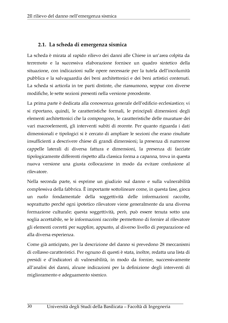 Estratto dalla tesi: Vulnerabilità sismica degli edifici ecclesiastici lucani