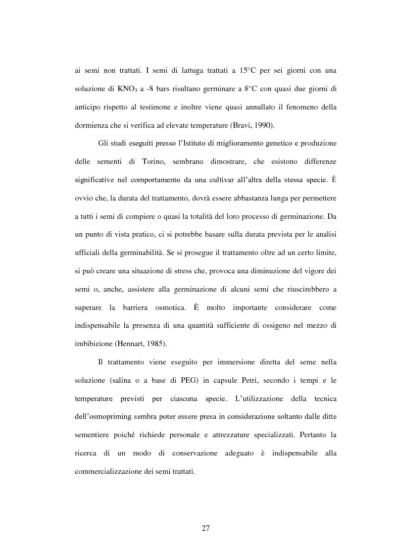 Estratto dalla tesi: La tecnologia sementiera: priming ed osmopriming su alcune specie ortive