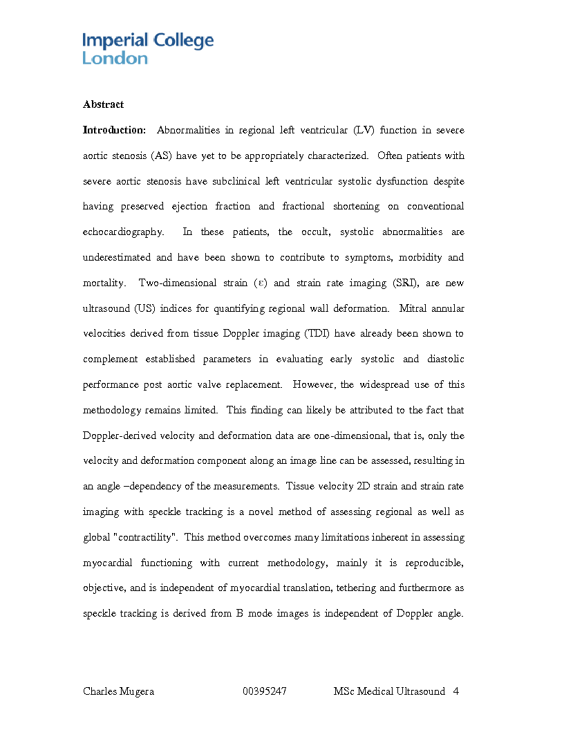 Anteprima della tesi: Two dimensional analysis of left ventricular myocardial regional and global contractility using speckle tracking post aortic valve replacement for aortic stenosis, Pagina 4