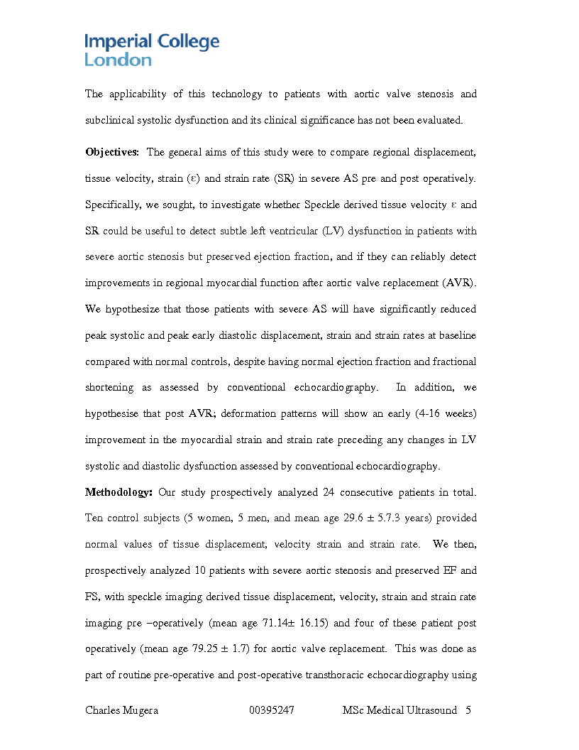 Anteprima della tesi: Two dimensional analysis of left ventricular myocardial regional and global contractility using speckle tracking post aortic valve replacement for aortic stenosis, Pagina 5