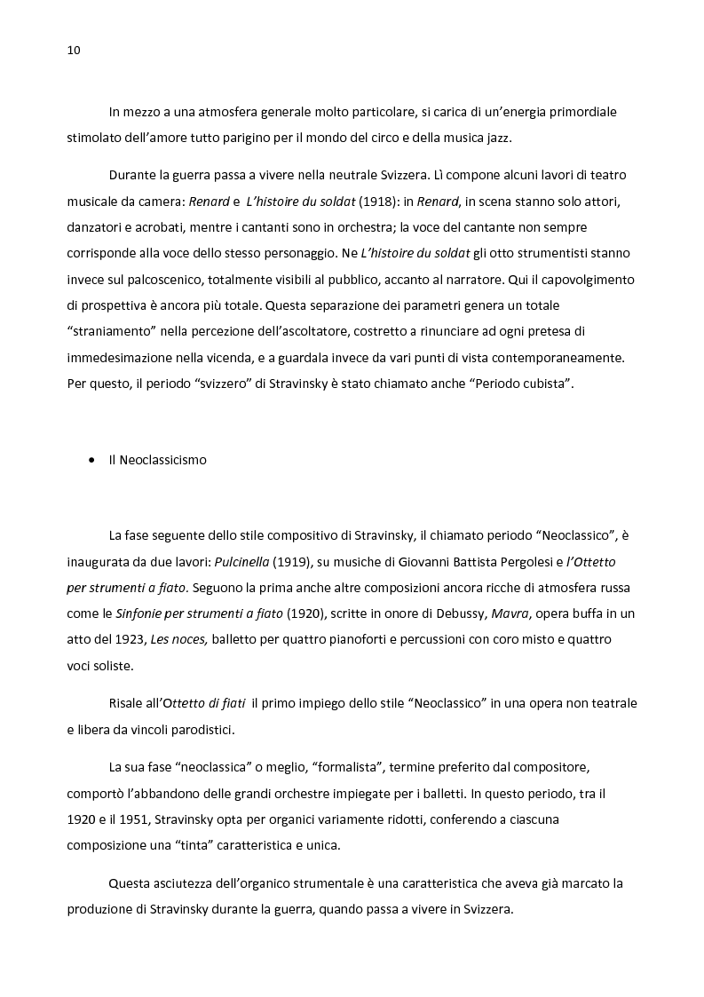 Anteprima della tesi: Igor Stravinsky - Ottetto per strumenti a fiato - Esame storico e analitico, Pagina 4