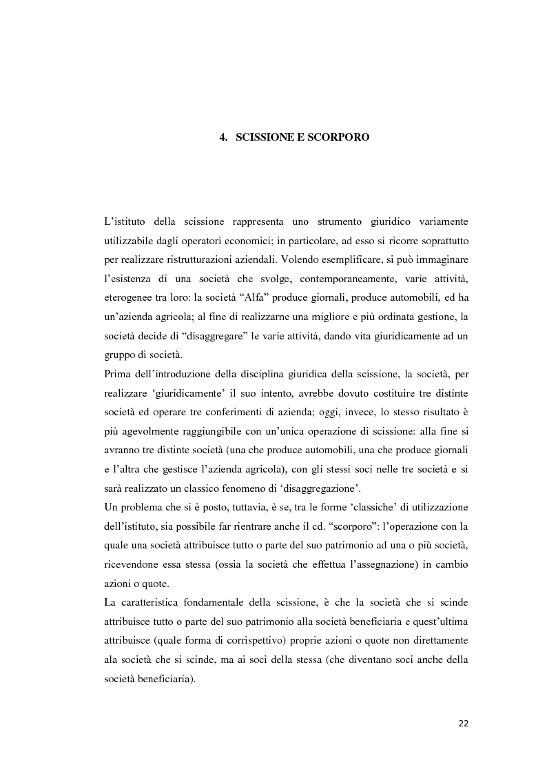 Estratto dalla tesi: La scissione di società