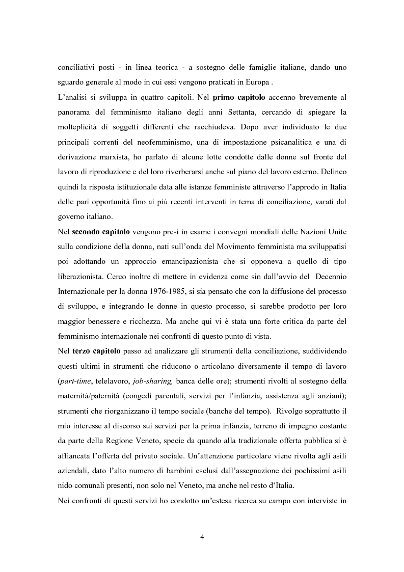 Anteprima della tesi: Le misure di conciliazione lavoro famiglia. Il caso padovano, Pagina 3