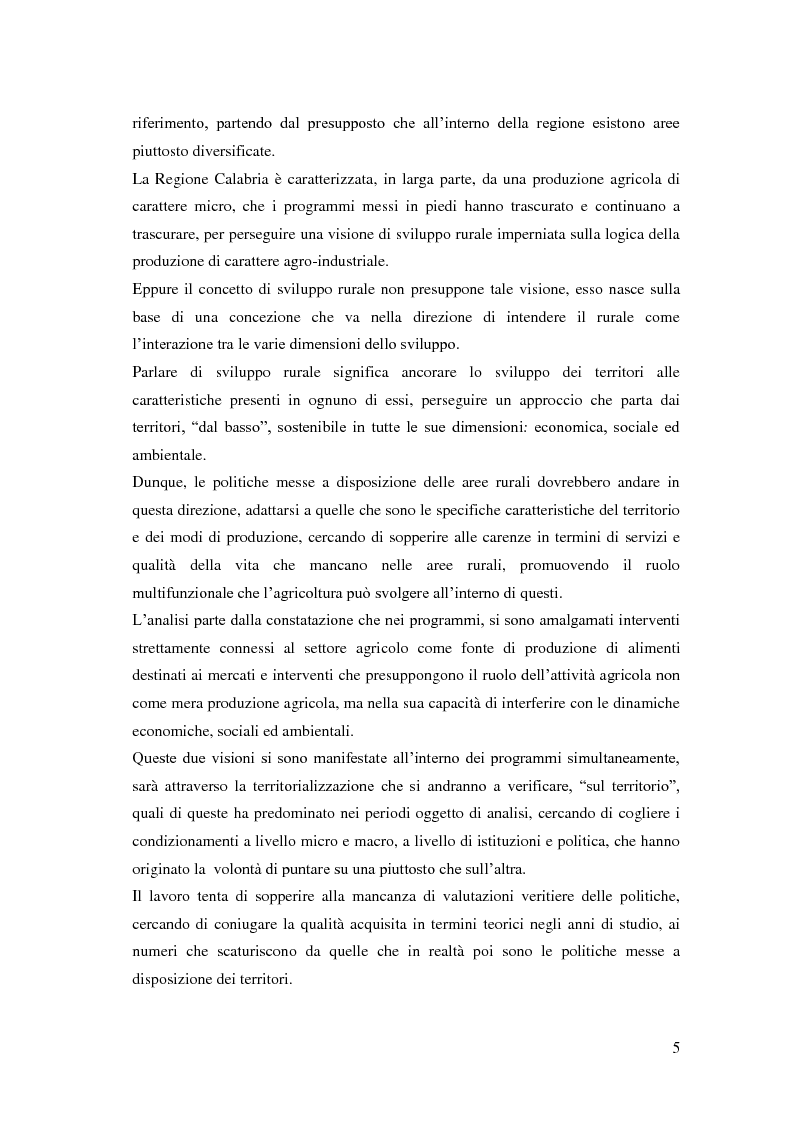Anteprima della tesi: Il consumo di politiche rurali in Calabria: un'analisi territoriale nella distribuzione della spesa, Pagina 3