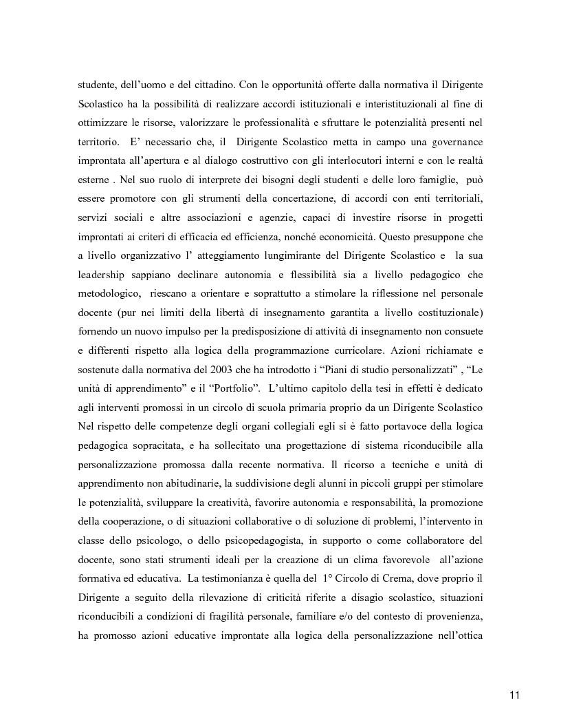 Estratto dalla tesi: Il Dirigente Scolastico tra autonomia e flessibilità strumenti di integrazione