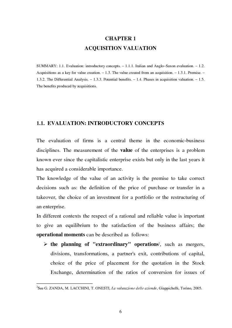 Anteprima della tesi: The ''Value of Control'' in Mergers and Acquisitions, Pagina 4