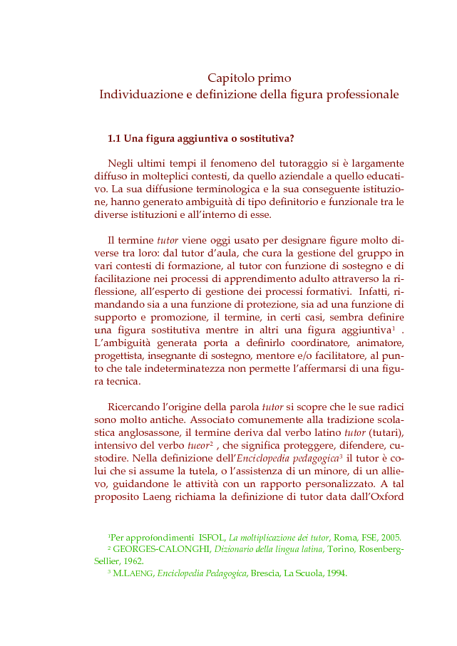 Anteprima della tesi: Il tutor come facilitatore dell'apprendimento. Formazione, compiti, modelli d'intervento., Pagina 5