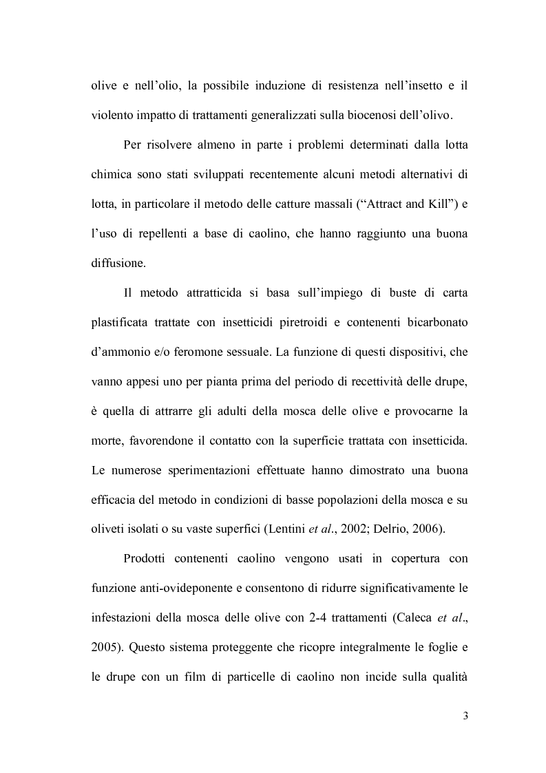 Anteprima della tesi: Indagini sull’impatto di alcune tecniche di lotta contro Bactrocera oleae (Rossi) sull’artropodofauna dell’oliveto, Pagina 4