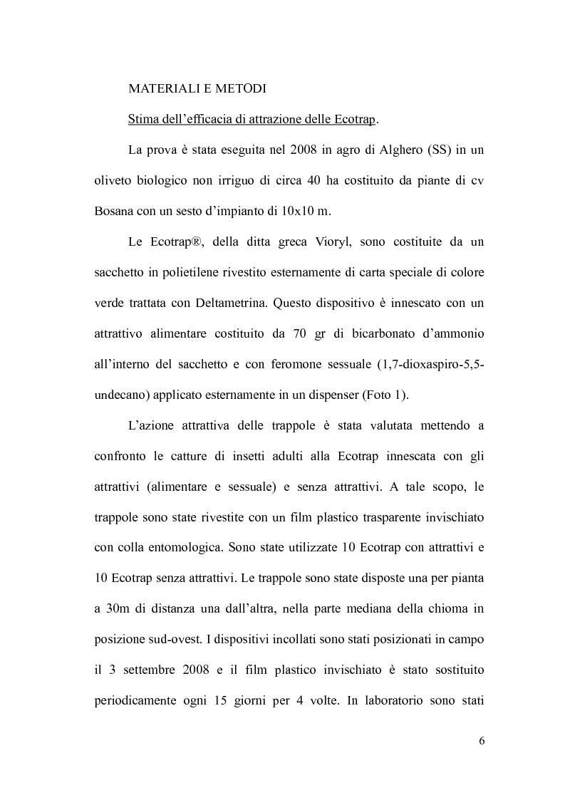 Anteprima della tesi: Indagini sull’impatto di alcune tecniche di lotta contro Bactrocera oleae (Rossi) sull’artropodofauna dell’oliveto, Pagina 7