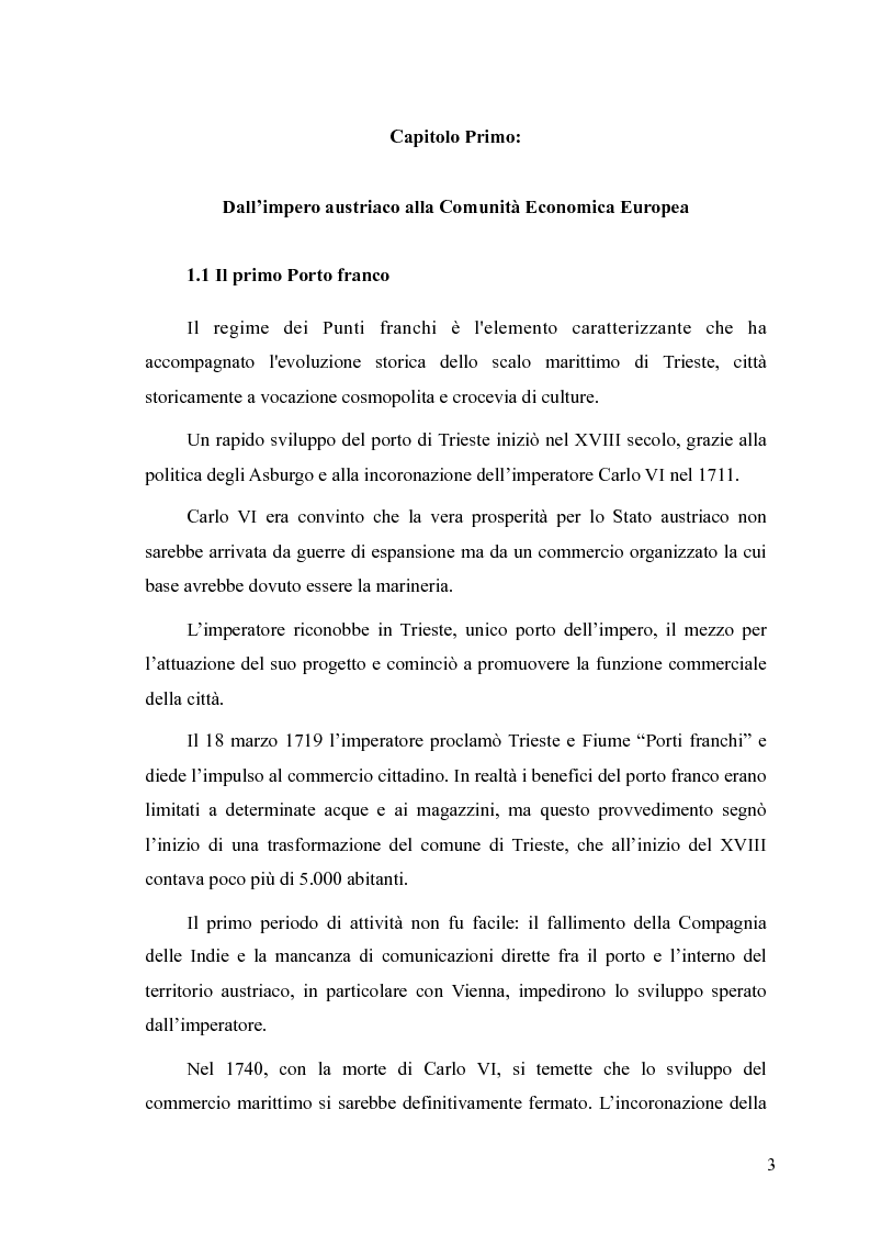 Anteprima della tesi: Il Punto franco di Trieste: verso un futuro comunitario, Pagina 3