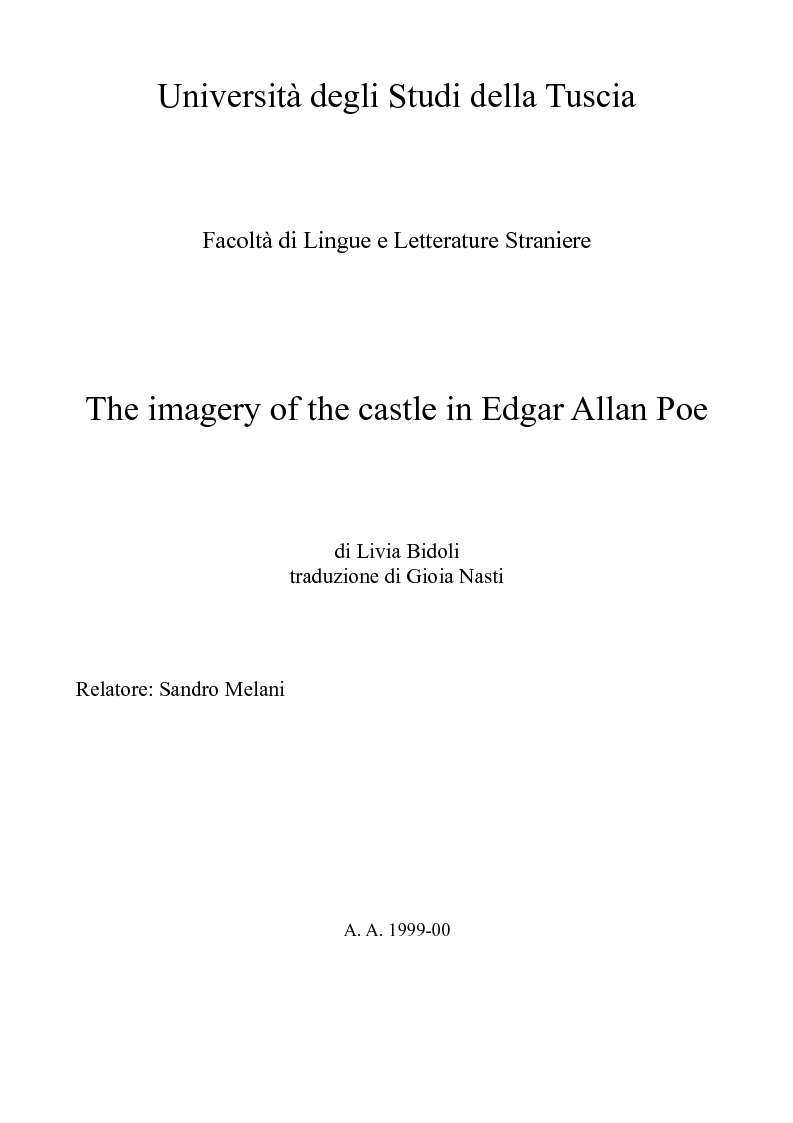 Anteprima della tesi: The imagery of the castle in Edgar Allan Poe, Pagina 1