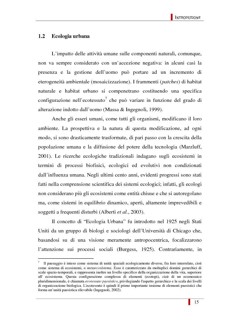 Anteprima della tesi: Diversità di specie in raccolte d'acqua naturali ed artificiali nel contesto urbano di Roma, Pagina 6