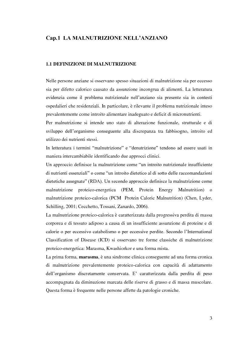 Anteprima della tesi: La gestione della malnutrizione nelle strutture residenziali per anziani, Pagina 3