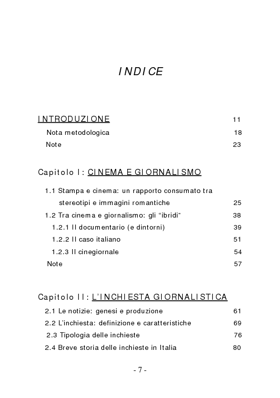 Indice della tesi: Inchieste di celluloide - Quando il cinema fa giornalismo, Pagina 1