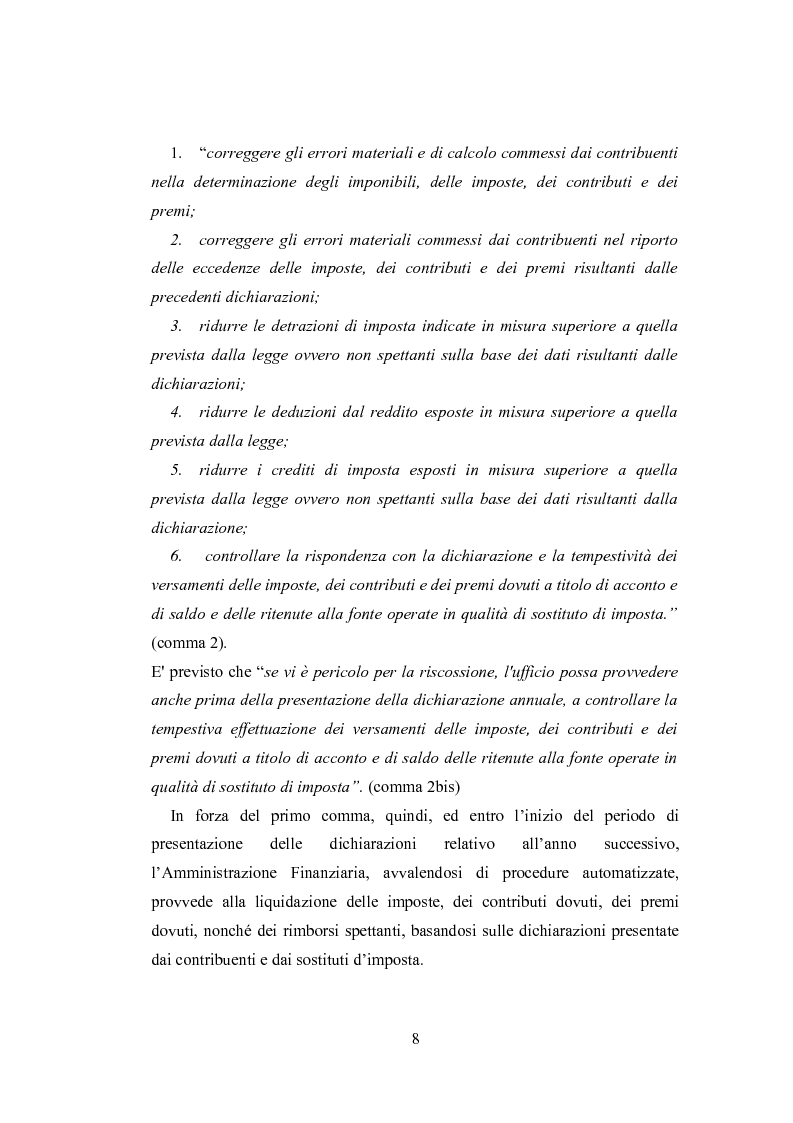 Anteprima della tesi: Liquidazione e controllo formale delle dichiarazioni dei redditi ai sensi degli artt. 36 BIS e 36 TER del D.P.R. 600/1973, Pagina 4