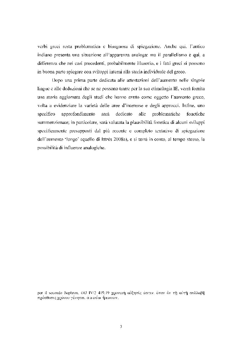 Anteprima della tesi: Ricerche sull'aumento indoeuropeo con particolare riguardo al greco, Pagina 3