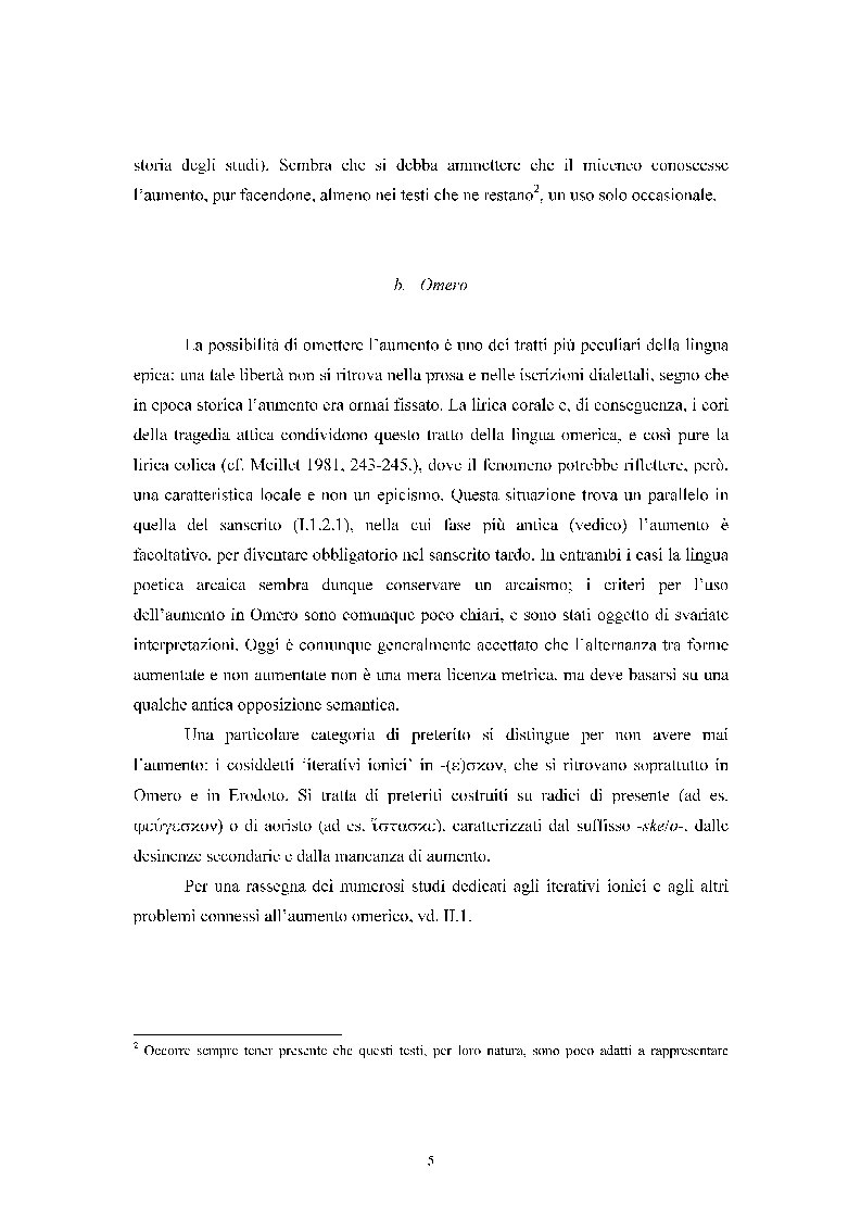 Anteprima della tesi: Ricerche sull'aumento indoeuropeo con particolare riguardo al greco, Pagina 5