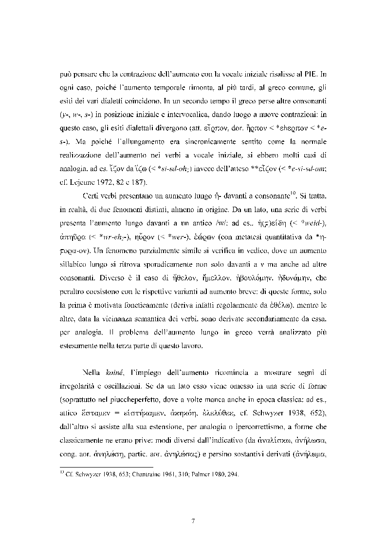 Anteprima della tesi: Ricerche sull'aumento indoeuropeo con particolare riguardo al greco, Pagina 7