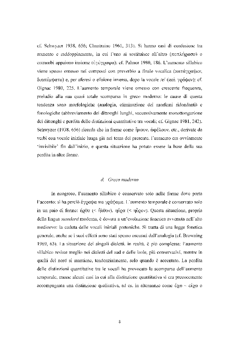 Anteprima della tesi: Ricerche sull'aumento indoeuropeo con particolare riguardo al greco, Pagina 8