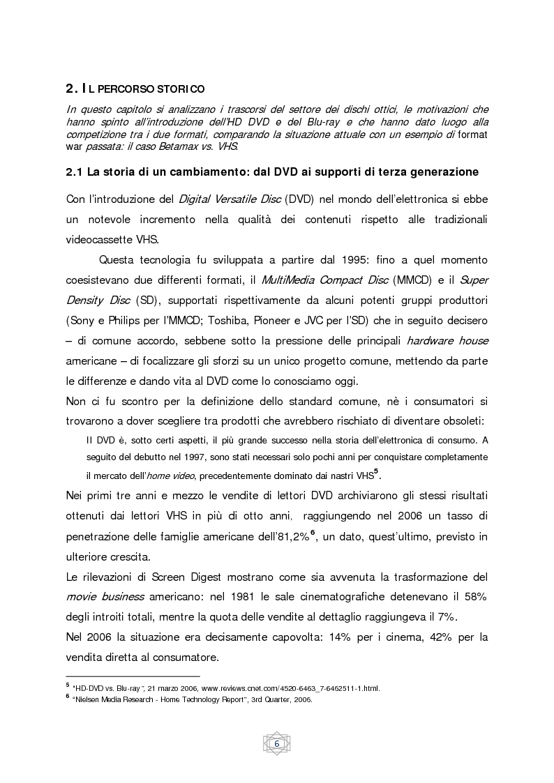 Anteprima della tesi: ''Perché il mondo ha scelto il Blu-ray?'' Un’analisi dell’evoluzione del mercato dei media in alta definizione, Pagina 4